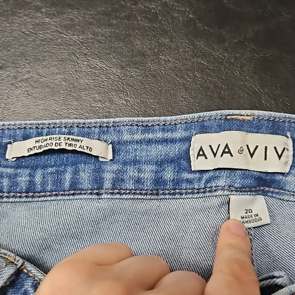 Ava & Viv Womens High Rise Skinny Light Blue Jeans Size 20 Everyday Plus Size - Picture 5 of 9